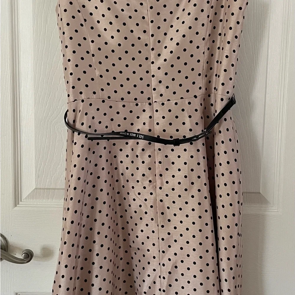Vintage Kasper Strapless Dress in Cream with Black Polka Dots - Picture 6 of 7